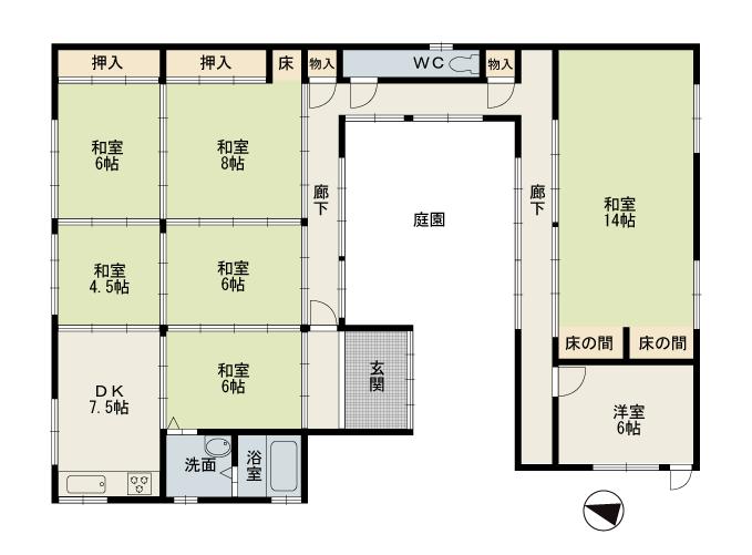 Floor plan. 9.8 million yen, 7DK, Land area 304.13 sq m , Building area 91.8 sq m
