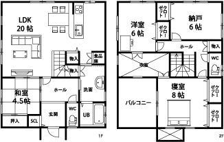 Floor plan. Land 42 square meters, Parking 3 units can be. LDK is a spacious room with 20 quires more.