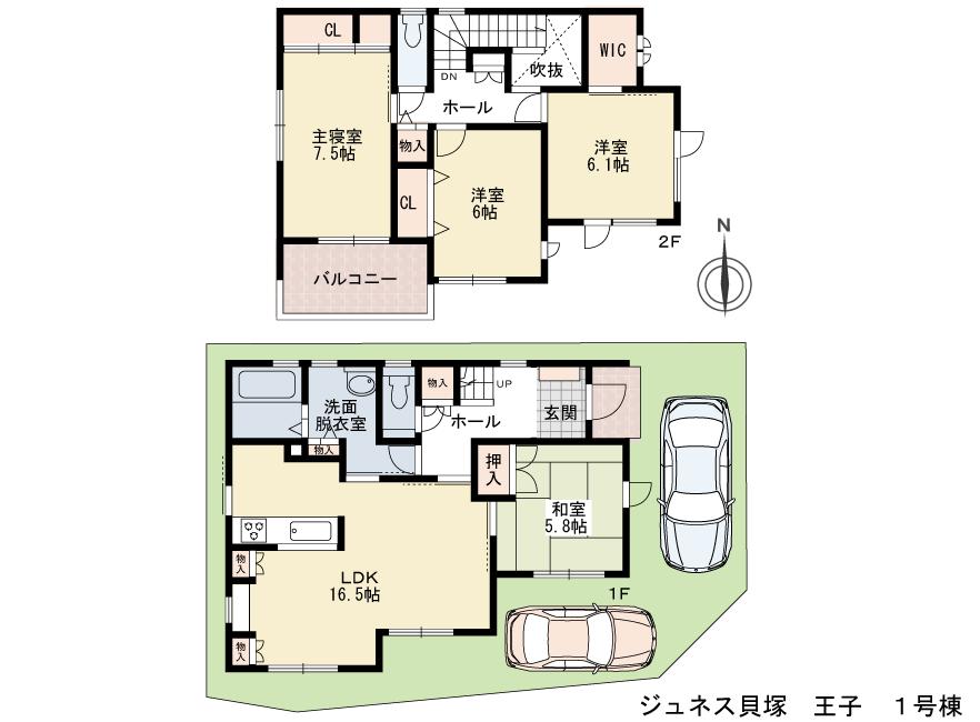 Floor plan. (No. 1 point), Price 23.8 million yen, 4LDK, Land area 106.87 sq m , Building area 107.23 sq m