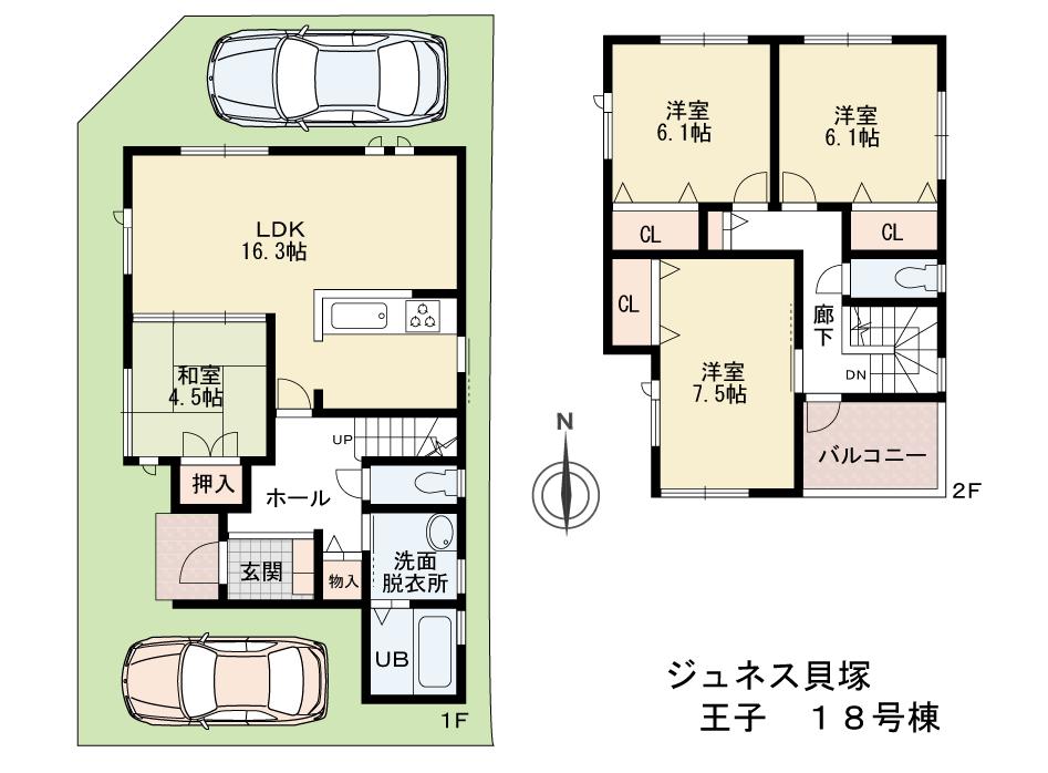 Floor plan. (No. 18 locations), Price 23,100,000 yen, 4LDK, Land area 104.82 sq m , Building area 101.85 sq m