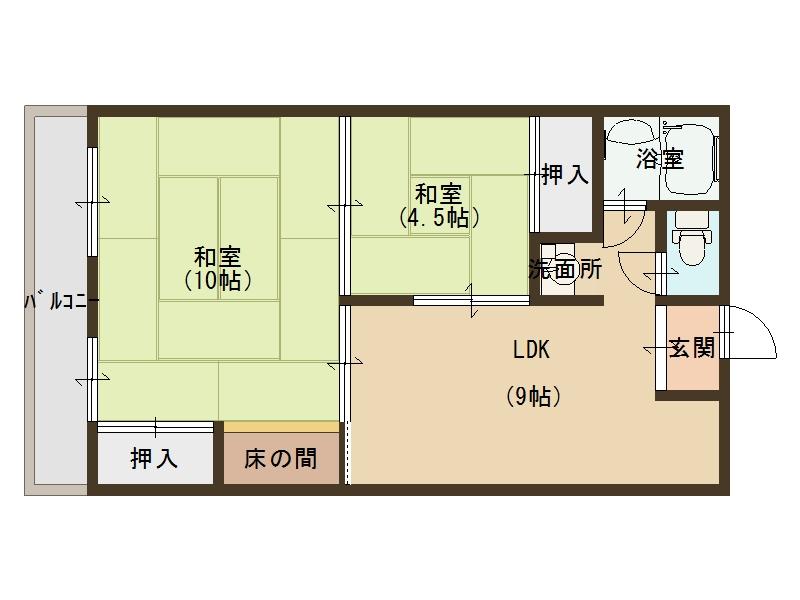 Floor plan. 2LDK, Price 2.8 million yen, Occupied area 47.25 sq m , Balcony area 4.86 sq m spacious Japanese-style room is attractive.