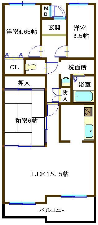 Floor plan. 3LDK, Price 7.5 million yen, Occupied area 73.87 sq m , Balcony area 9 sq m   ☆ Elevator stop floor ☆