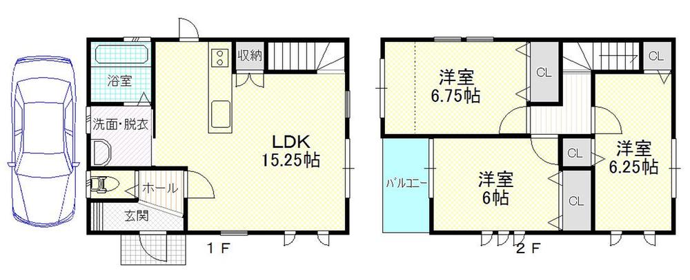 Building plan example (floor plan). Building plan example Building price 14.6 million yen, Building area 78.97 sq m  Floor plan can be changed