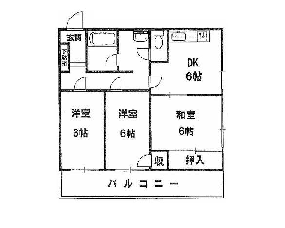 Floor plan. 3DK, Price 6.8 million yen, Occupied area 55.37 sq m , Room spread on the balcony area 9.87 sq m wide span