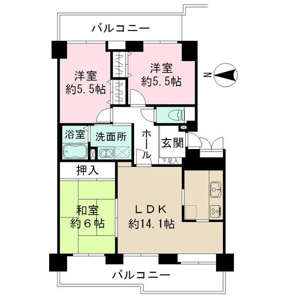 Floor plan. 3LDK, Price 9.8 million yen, Occupied area 72.33 sq m , Balcony area 20.49 sq m