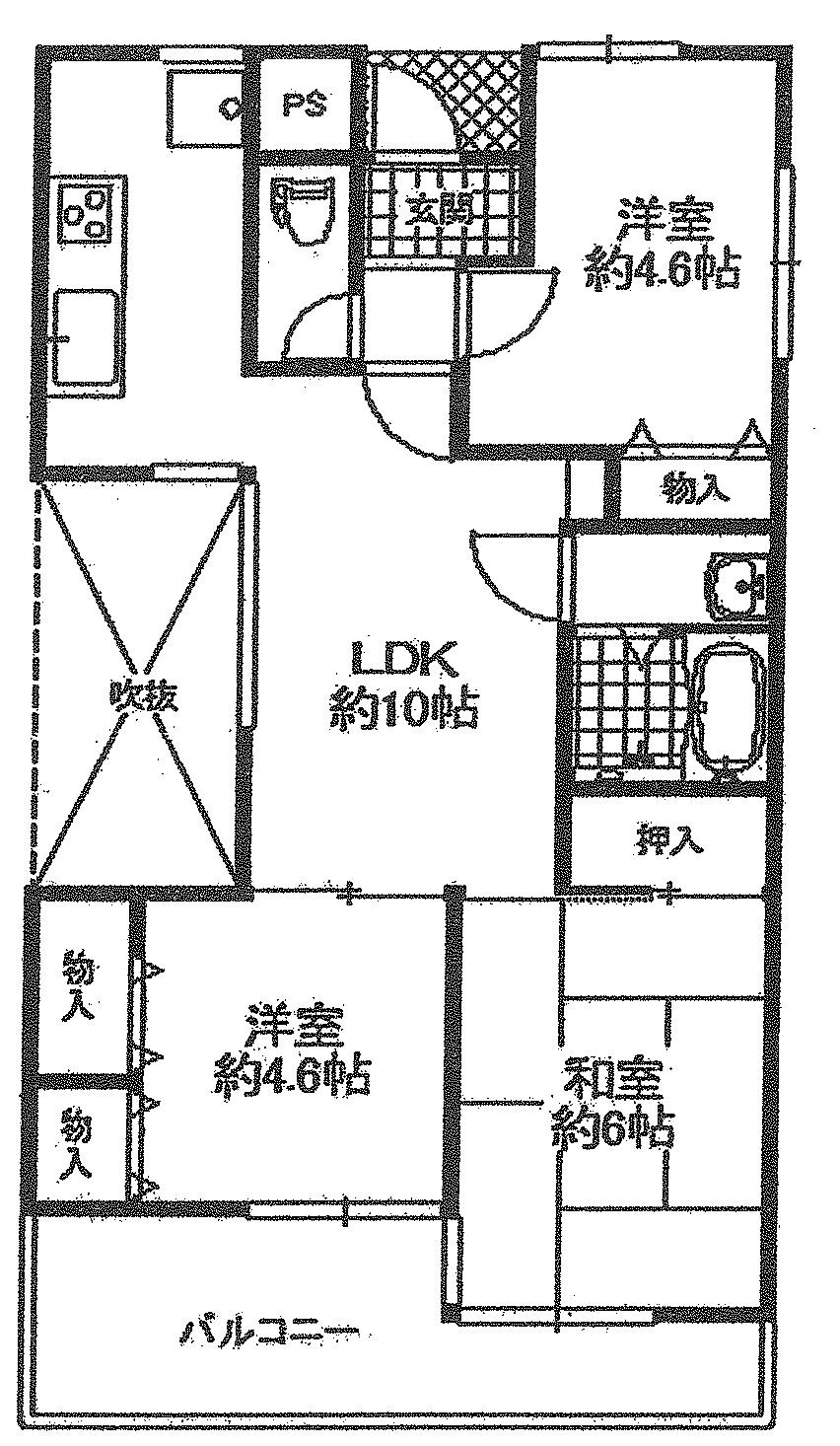 Floor plan. 3LDK, Price 5.9 million yen, Occupied area 55.67 sq m , Balcony area 7.71 sq m   ☆ Facing south ・ Day is good!