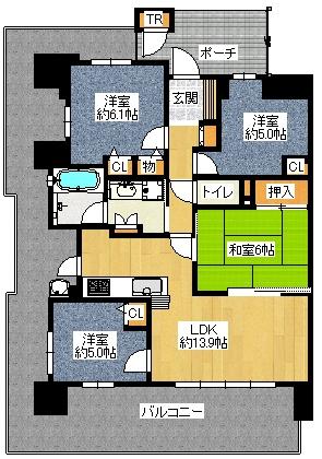 Floor plan. 4LDK, Price 26,800,000 yen, Occupied area 77.52 sq m , Balcony area 37.18 sq m