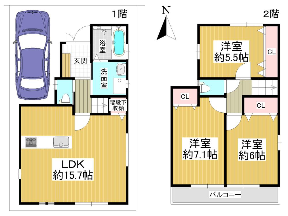 Floor plan. 22,800,000 yen, 3LDK, Land area 65.98 sq m , Building area 78.64 sq m