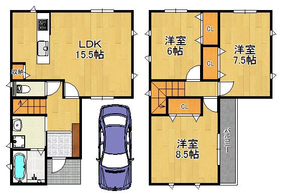 Floor plan. 21,800,000 yen, 3LDK, Land area 76.15 sq m , House building area 87.48 sq m 3LDK + open with loft