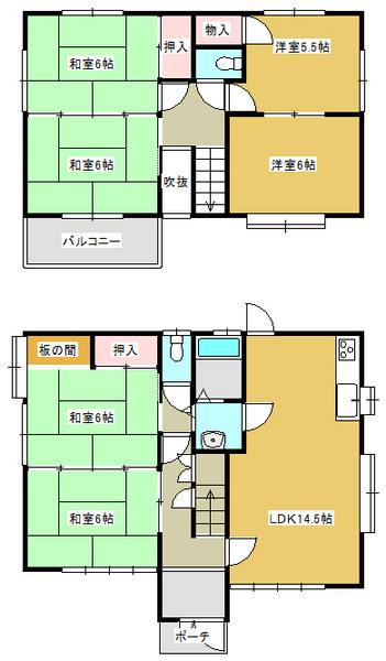 Floor plan. 22,900,000 yen, 6LDK, Land area 120 sq m , Building area 106.27 sq m