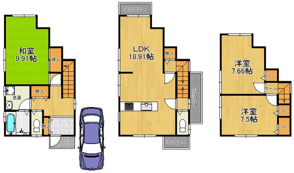 Floor plan. 22,800,000 yen, 3LDK, Land area 101.19 sq m , Building area 103.96 sq m