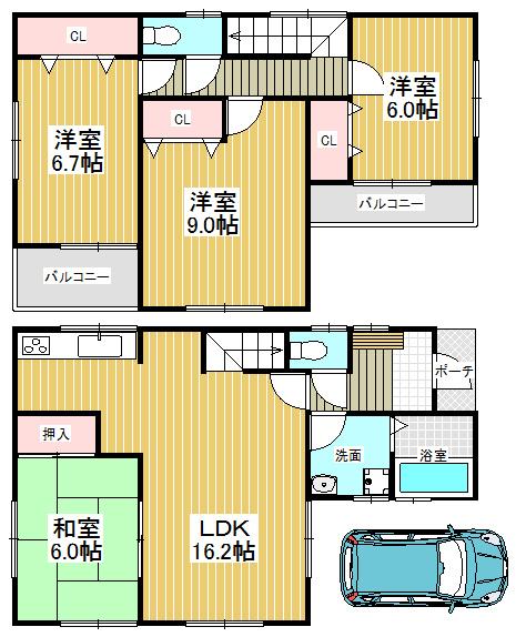 Floor plan. 26,800,000 yen, 4LDK, Land area 100.04 sq m , Building area 102.27 sq m all room 6 tatami mats or more, Spacious living space with storage space ☆