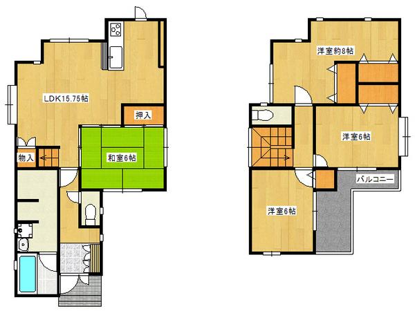 Floor plan. 20.8 million yen, 4LDK, Land area 100.2 sq m , Building area 100.44 sq m