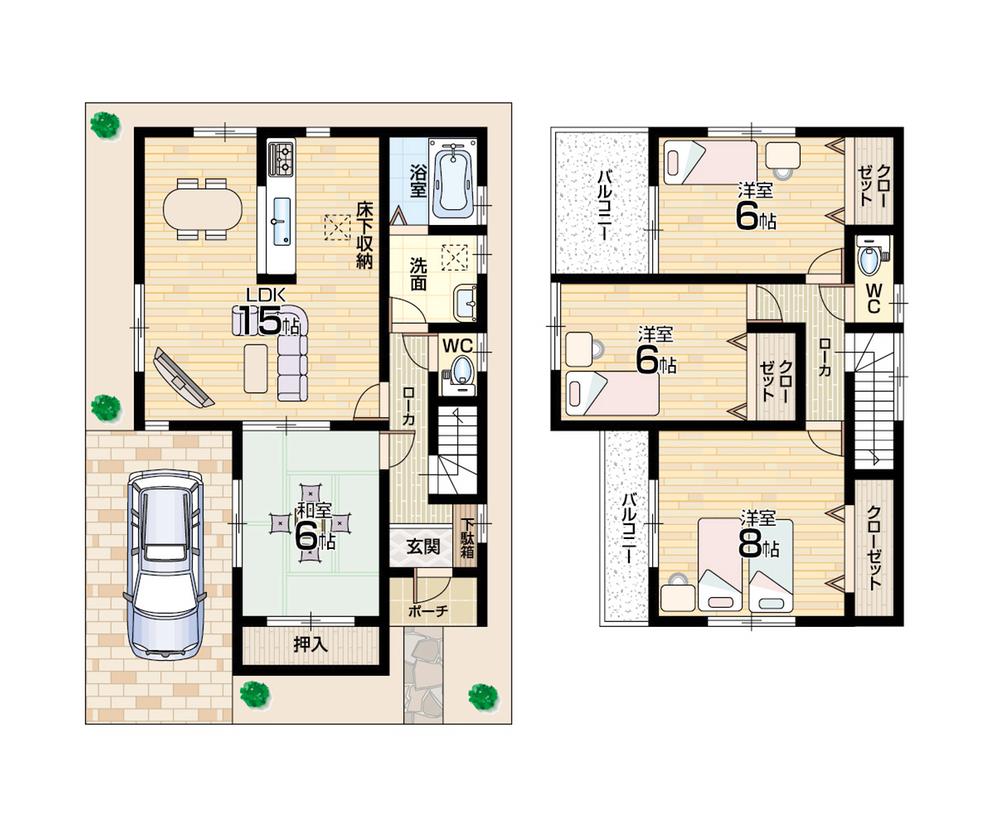 Floor plan. 24,800,000 yen, 4LDK, Land area 100.71 sq m , Building area 98.54 sq m