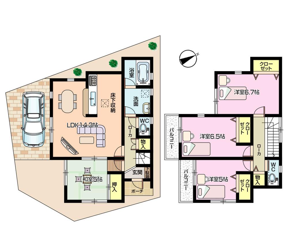 Floor plan. 19.9 million yen, 4LDK, Land area 94.46 sq m , Building area 89.29 sq m