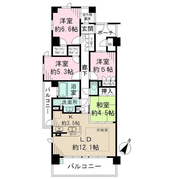 Floor plan. 4LDK, Price 27 million yen, Occupied area 85.53 sq m , Balcony area 17.04 sq m