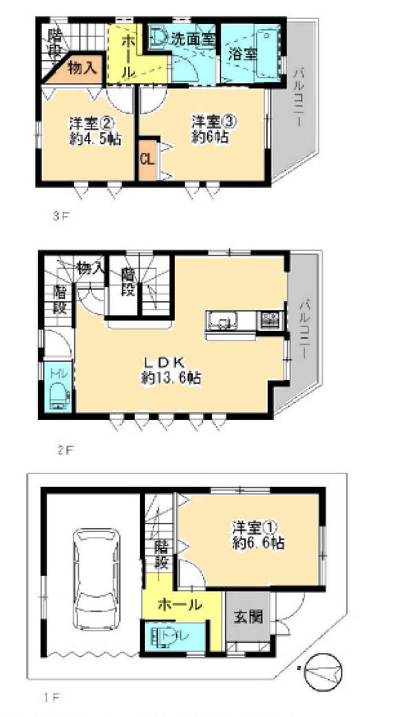 Floor plan. 18,980,000 yen, 3LDK, Land area 47.55 sq m , Building area 92.98 sq m