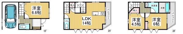 Floor plan. 18,980,000 yen, 3LDK, Land area 47.55 sq m , Building area 92.98 sq m