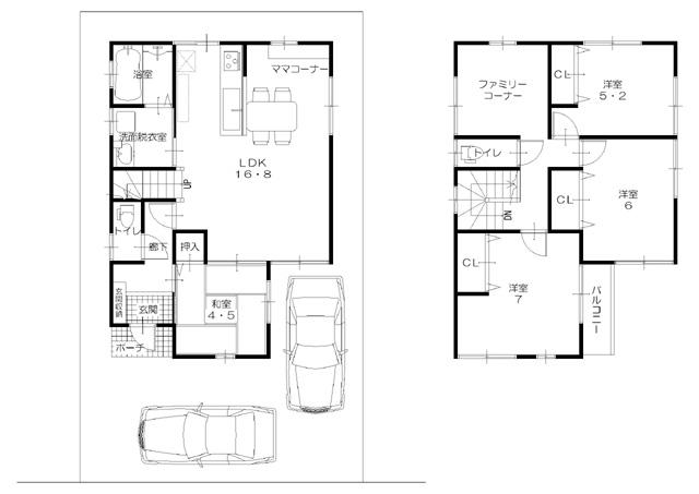 Building plan example (floor plan). Building plan example (No. 2 locations) Building Price 1,639 yen, Building area 101.85 sq m