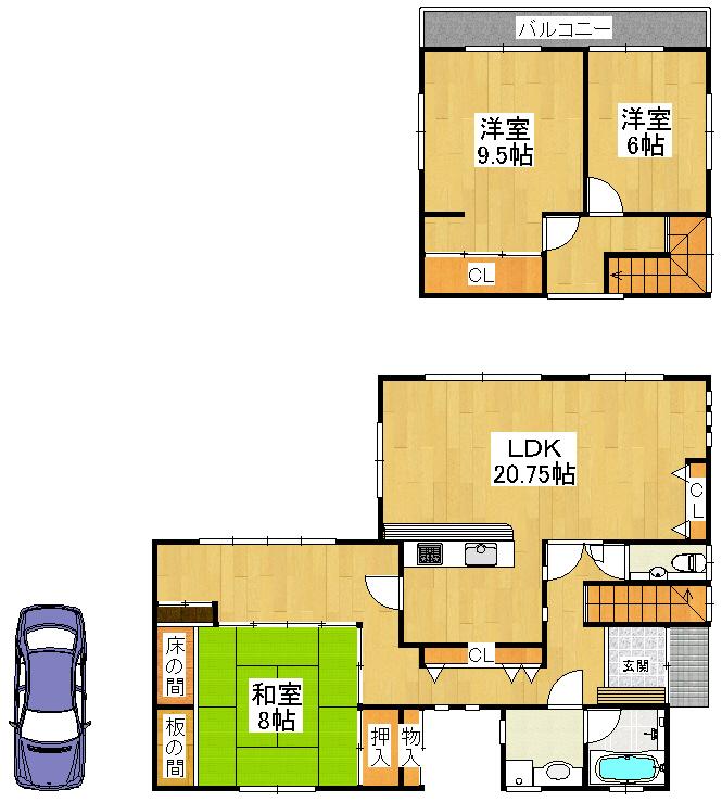 Floor plan. 22,800,000 yen, 3LDK, Land area 220.04 sq m , Building area 128.11 sq m