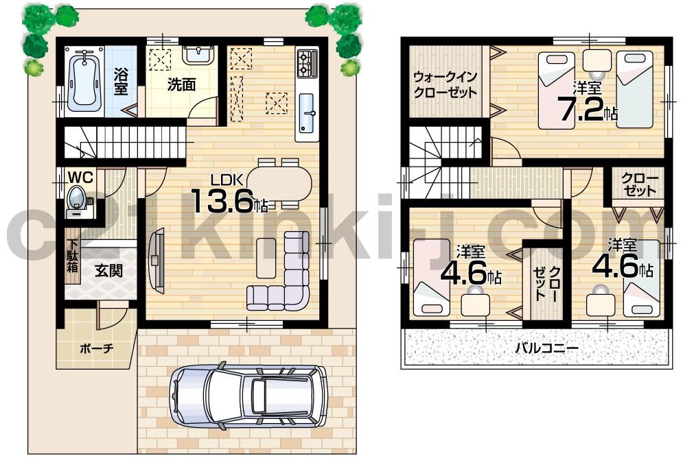 Floor plan. 19,800,000 yen, 3LDK, Land area 70.55 sq m , Building area 77 sq m