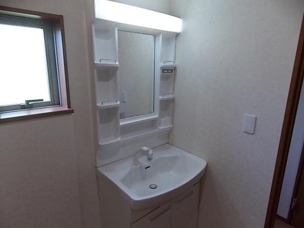 Wash basin, toilet. Storage lot, Bathroom vanity