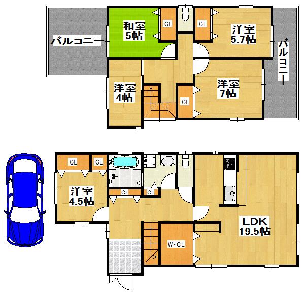 Floor plan. 35,800,000 yen, 5LDK, Land area 146.91 sq m , Building area 117.85 sq m LDK is about 20 tatami mats! You can also enjoy home-party call your friends
