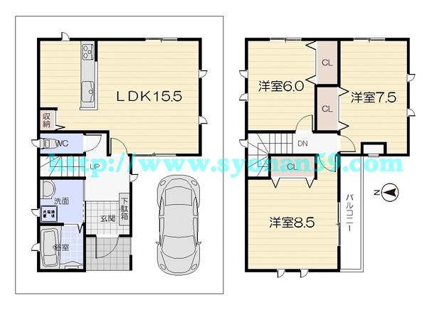 Floor plan. 21,800,000 yen, 3LDK, Land area 76.15 sq m , Building area 87.48 sq m floor plan