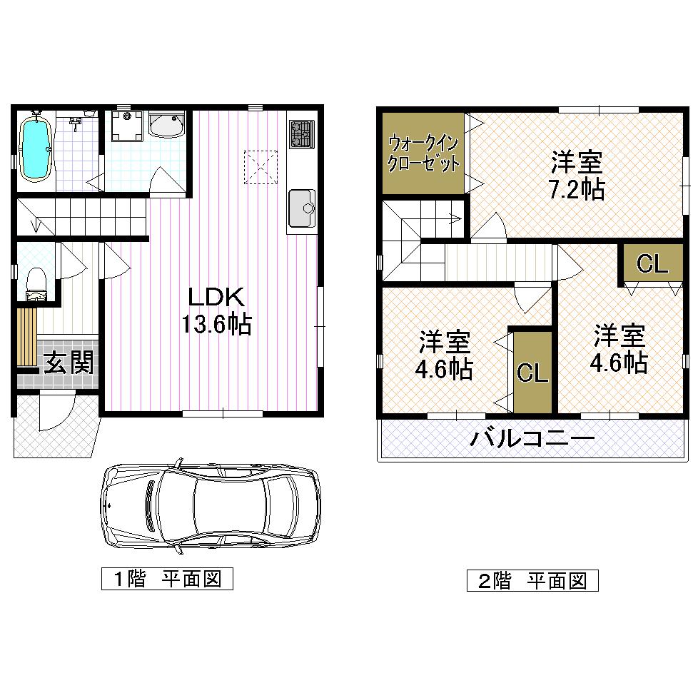 Floor plan. 19,800,000 yen, 3LDK + S (storeroom), Land area 70.55 sq m , Building area 77 sq m
