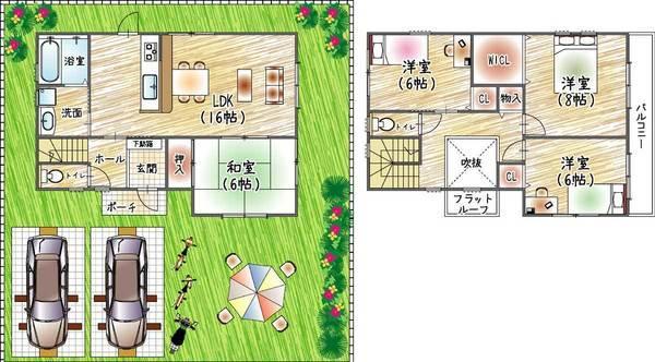 Floor plan. 33,200,000 yen, 4LDK, Land area 178.98 sq m , Building area 100.08 sq m all room 6 tatami mats or more, Spacious living space with a walk-in closet