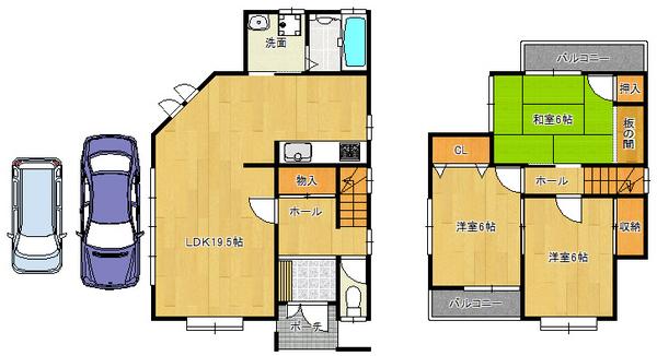 Floor plan. 21,980,000 yen, 3LDK, Land area 101.14 sq m , Building area 86.4 sq m 2 sided balcony, All room with storage space