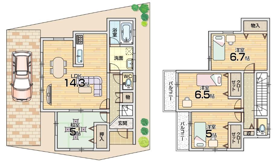 Floor plan. 19.9 million yen, 4LDK, Land area 94.46 sq m , Building area 89.29 sq m floor plan