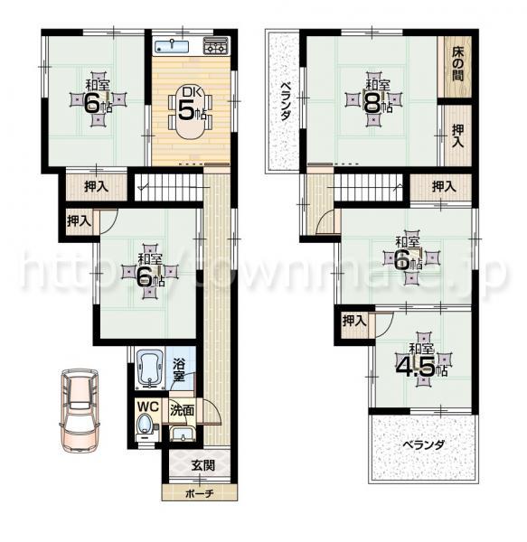 Floor plan. 7 million yen, 5DK, Land area 81.27 sq m , Building area 82.62 sq m Floor