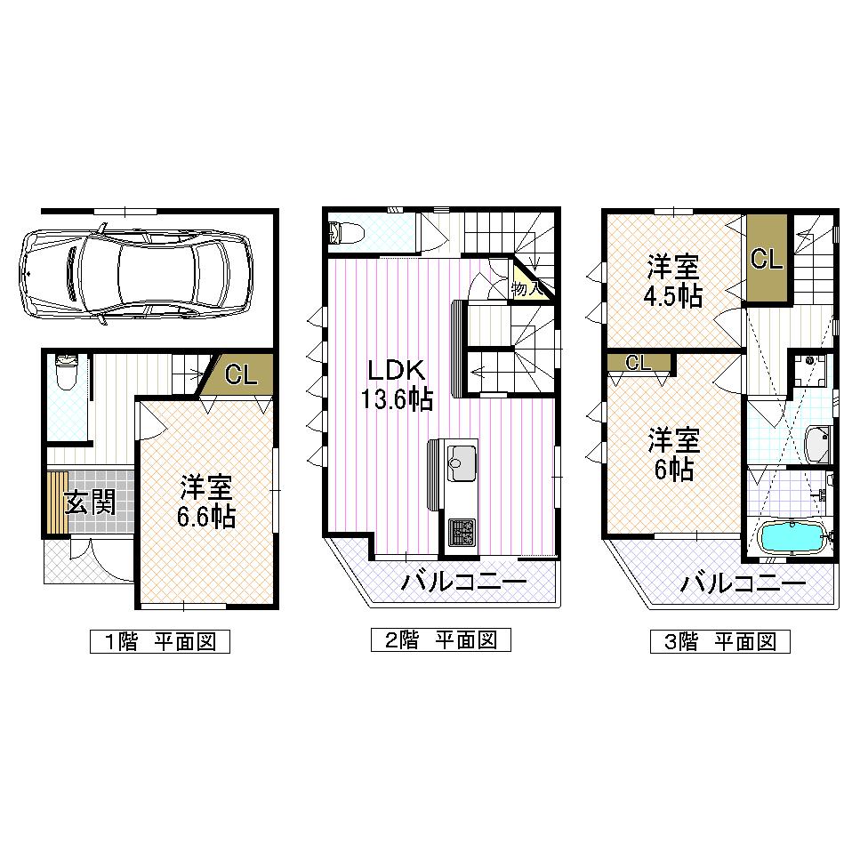 Floor plan. 18,980,000 yen, 3LDK, Land area 92.98 sq m , Building area 92.98 sq m