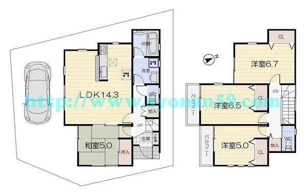 Floor plan. 19.9 million yen, 4LDK, Land area 94 sq m , Building area 89.29 sq m floor plan