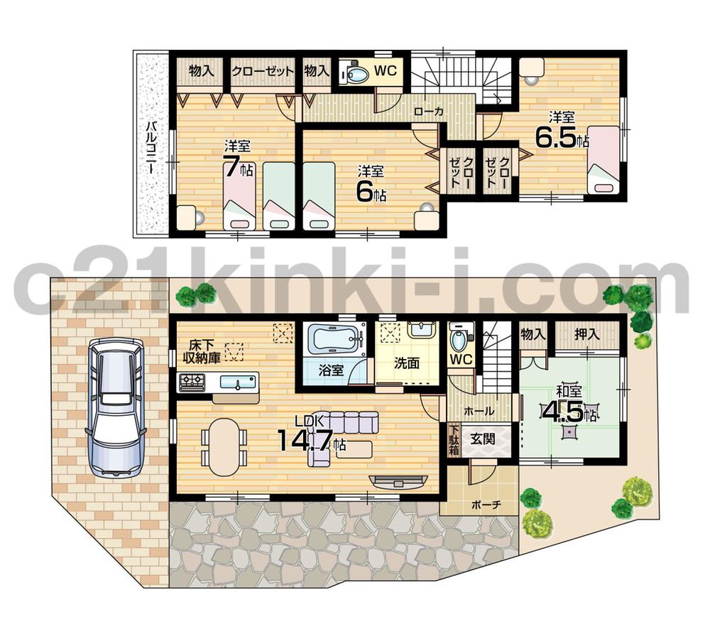 Floor plan. 20.8 million yen, 4LDK, Land area 101.06 sq m , Building area 92.24 sq m