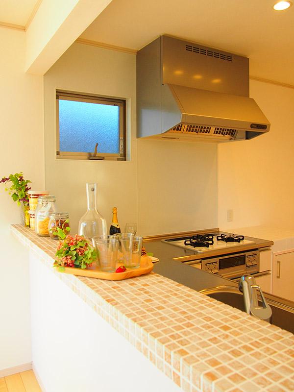 Kitchen. Brick tile is cute counter. (No. 3 locations)