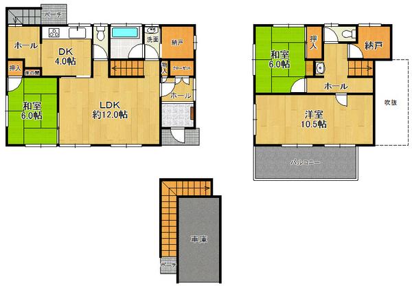 Floor plan. 26 million yen, 5LDK+S, Land area 254.5 sq m , Building area 101.5 sq m all room 6 tatami mats or more, Storage space plenty