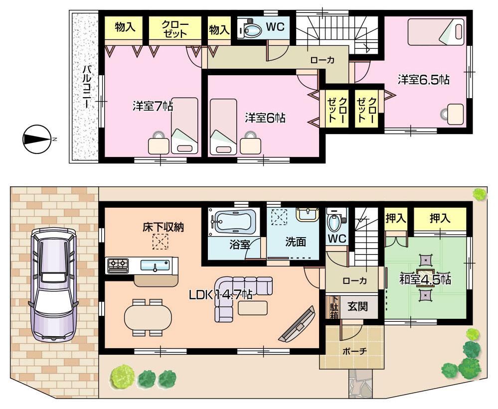 Floor plan. 20.8 million yen, 4LDK, Land area 101.06 sq m , It is a building area of 101.06 sq m sun per good south-facing 4LDK