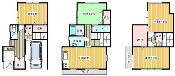 Floor plan. 13.8 million yen, 4LDK, Land area 64.82 sq m , Building area 93.54 sq m