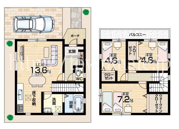Floor plan. 19,800,000 yen, 3LDK+S, Land area 70.55 sq m , Building area 77 sq m Floor
