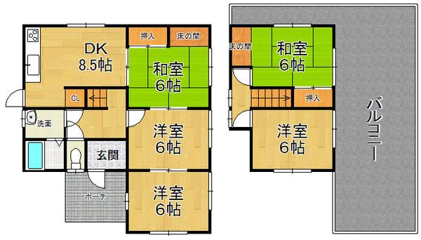 Floor plan. 20.8 million yen, 5DK, Land area 198.55 sq m , Building area 97.21 sq m