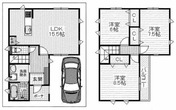 Floor plan. 21,800,000 yen, 3LDK, Land area 76.15 sq m , Building area 87.48 sq m