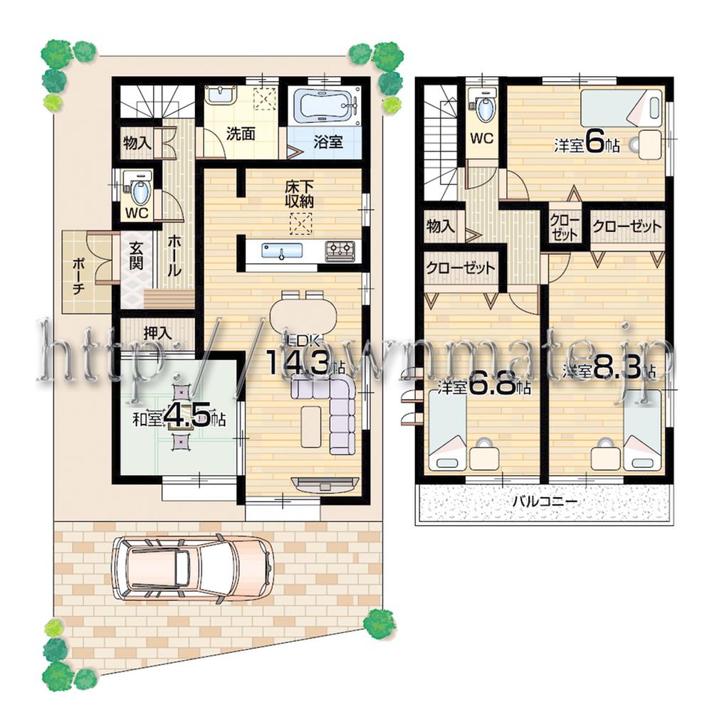 Floor plan. (3 Building), Price 25,800,000 yen, 4LDK, Land area 95.7 sq m , Building area 95.64 sq m