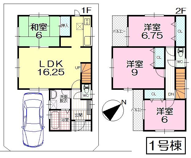 Floor plan. (1 Building), Price 26,800,000 yen, 4LDK, Land area 100.04 sq m , Building area 102.27 sq m