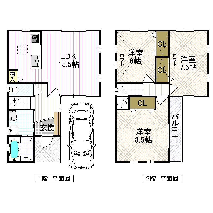 Floor plan. 21,800,000 yen, 3LDK, Land area 76.15 sq m , Building area 85.86 sq m