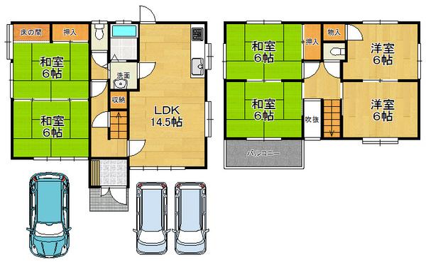 Floor plan. 22,900,000 yen, 6LDK, Land area 120 sq m , Building area 106.27 sq m