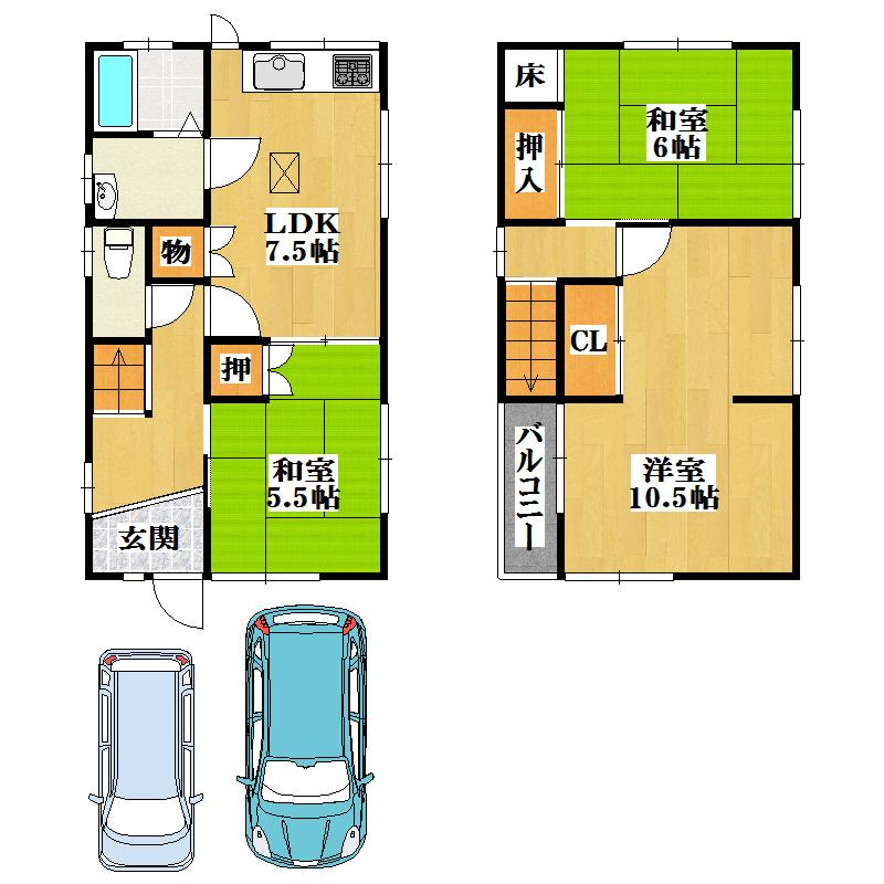 Floor plan. 12.8 million yen, 3LDK, Land area 74.3 sq m , Building area 72.04 sq m