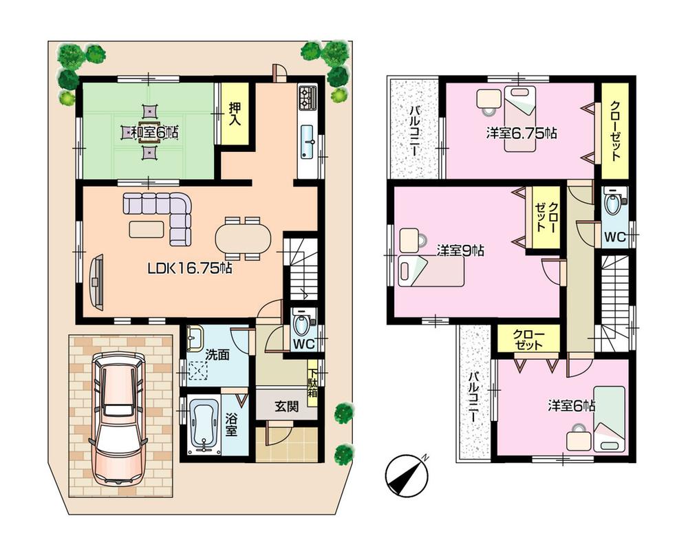 Floor plan. (1 Building), Price 26,800,000 yen, 4LDK, Land area 100.04 sq m , Building area 102.27 sq m