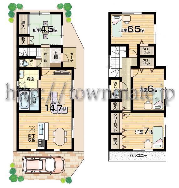 Floor plan. 20.8 million yen, 4LDK, Land area 101.06 sq m , Building area 92.24 sq m land area 101.06 square meters building area 92.24 square meters
